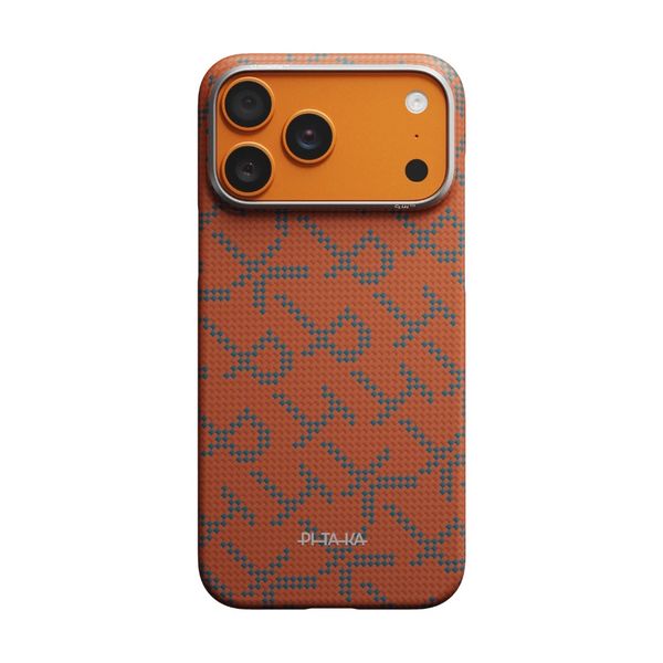Чехол Pitaka Edge Case для iPhone 17 Pro, Оранжевый монограм | Monogram Gold/Orange