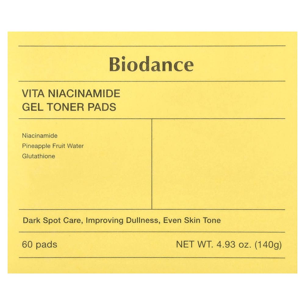 Biodance, Vita Niacinamide гель-тонер, диски для лица, 60 шт.