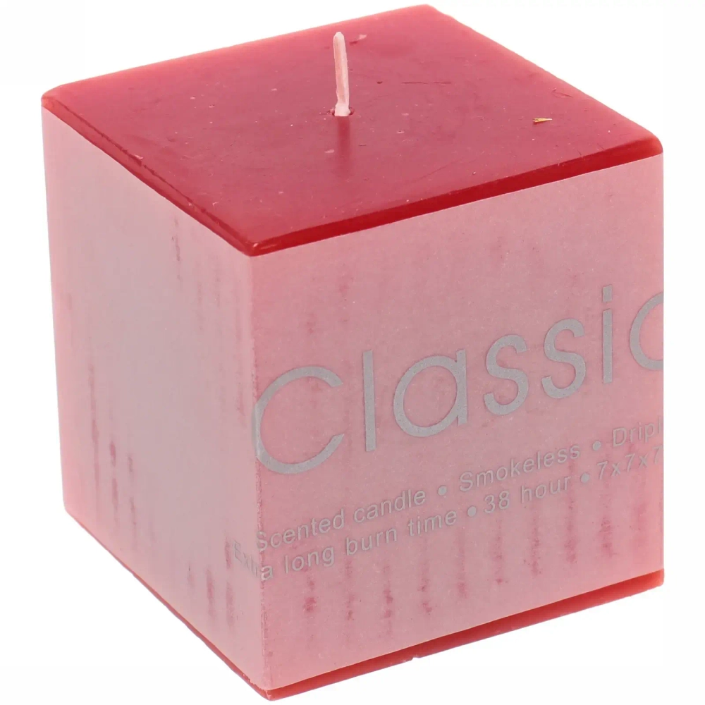 Свеча «Classic» 7*7*7,5см цвет красный ZD-131