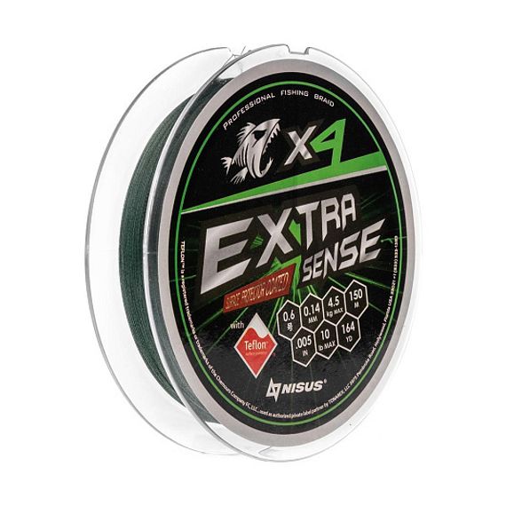 Шнур Extrasense X4 PE Green 150m 0.6/10LB 0.14mm (N-ES-X4-0.6/10LB) NISUS