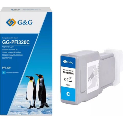 Картридж струйный G&G PFI-320C, аналог Canon 2891C001 голубой 300ml