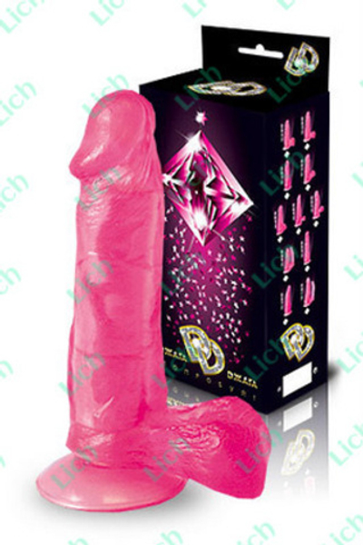 Малиновый гелевый фаллоимитатор с присоской на основании