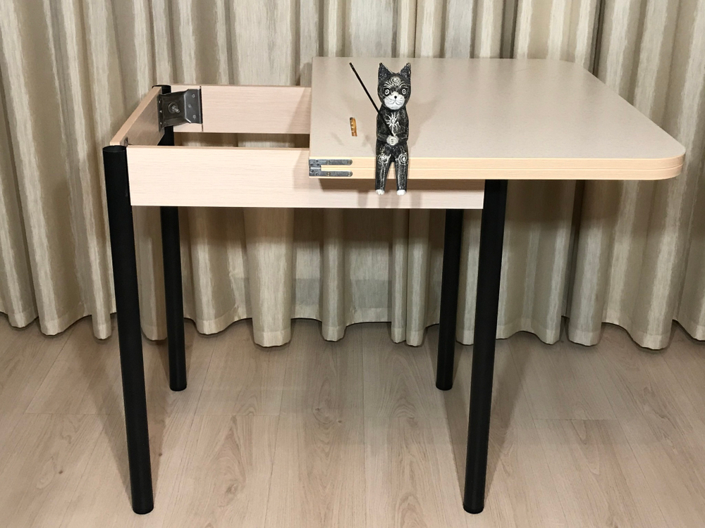 Кухонный раскладной стол на черных ножках Wide Beige