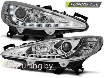 Передние фары daylight chrome для Peugeot 207