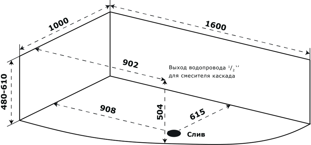 Акриловая ванна 160х100 см Azario Микона МИВ0002 белая