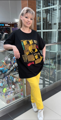 Коттоновая туника-футболка с оригинальным "газетным" принтом