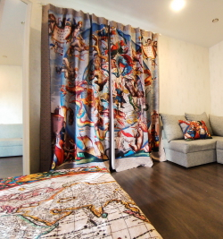 Комплект из двух штор "Яркие созвездия", по мотивам иллюстраций из Небесного атласа Андреаса Целлариуса «Гармония Макрокосмоса»