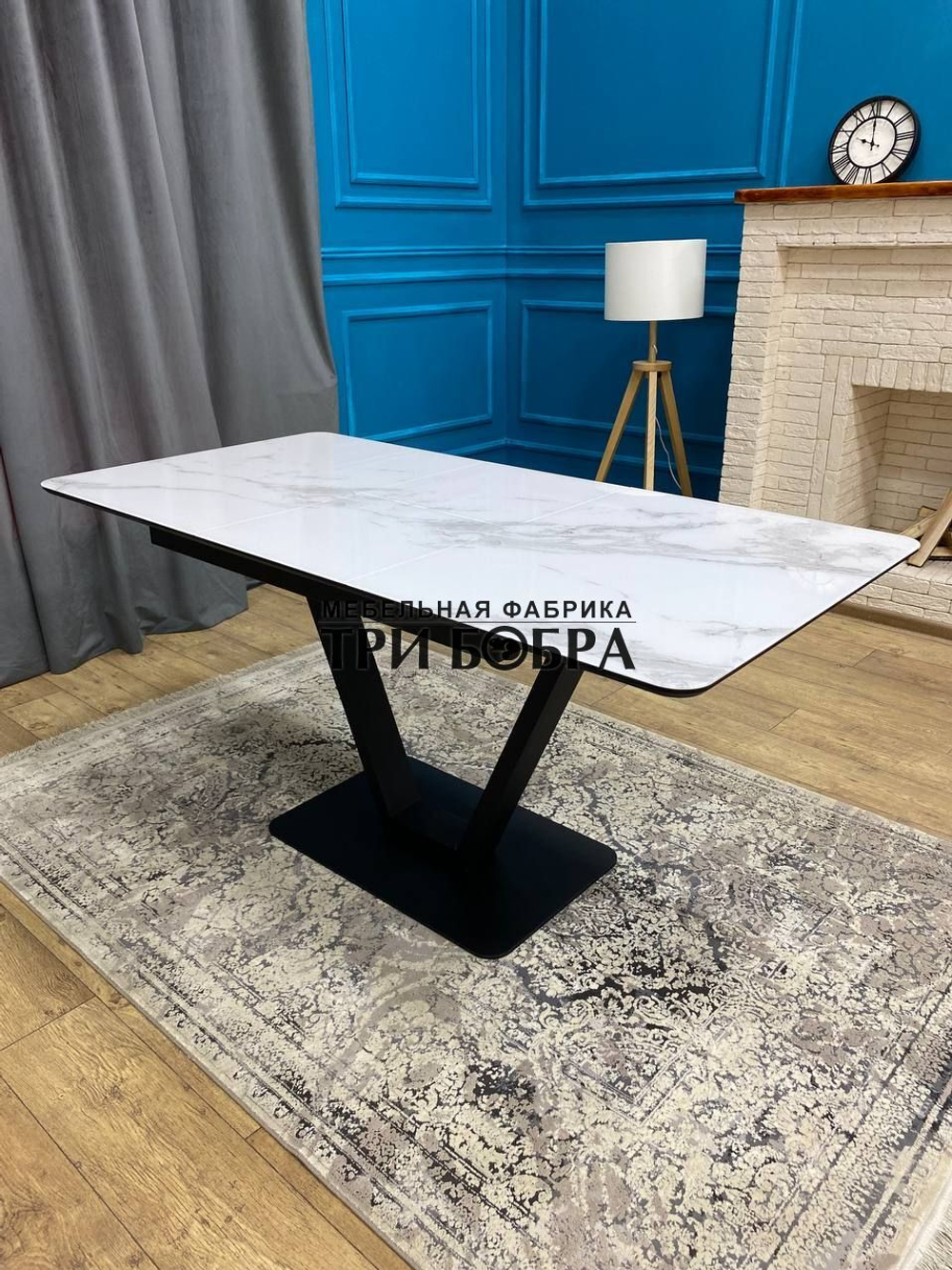 Кухонный раздвижной стол "Леон" итальянский мрамор