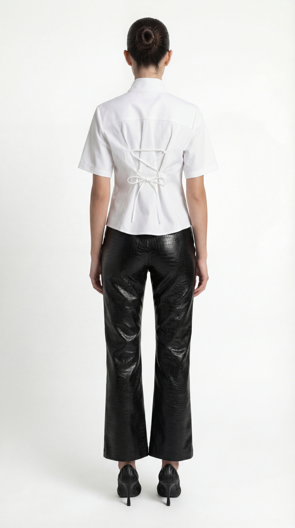 Капри клеш из экокожи