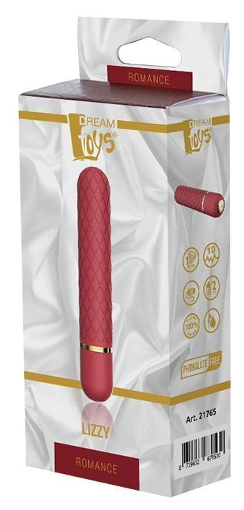 Бордовый мини-вибратор Lizzy с ромбовидным рельефом - 12,7 см. (Цвет: бордовый)