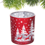 Подсвечник «Снежный лес» 7*7,8 см, Красный