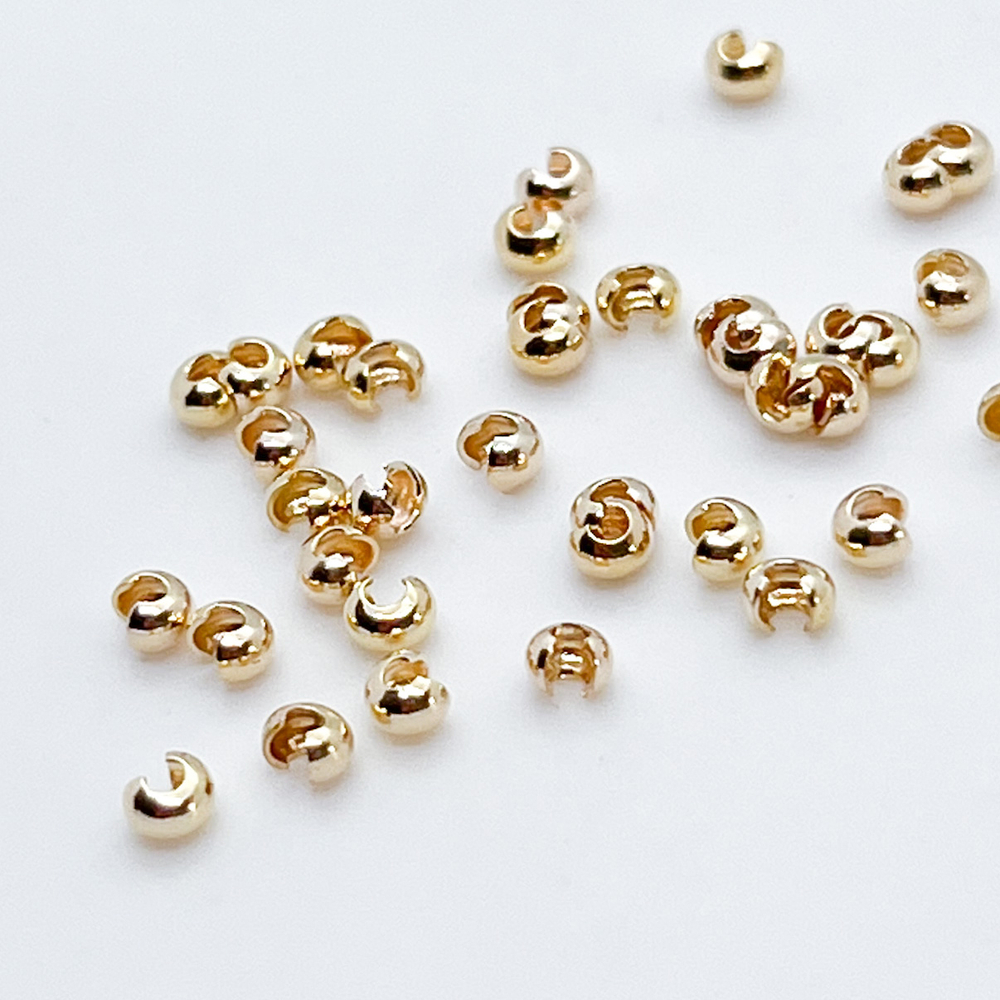 Шапочки для кримпов (обжимные бусины), цвет золото, размер 2 мм, цена за 10 шт