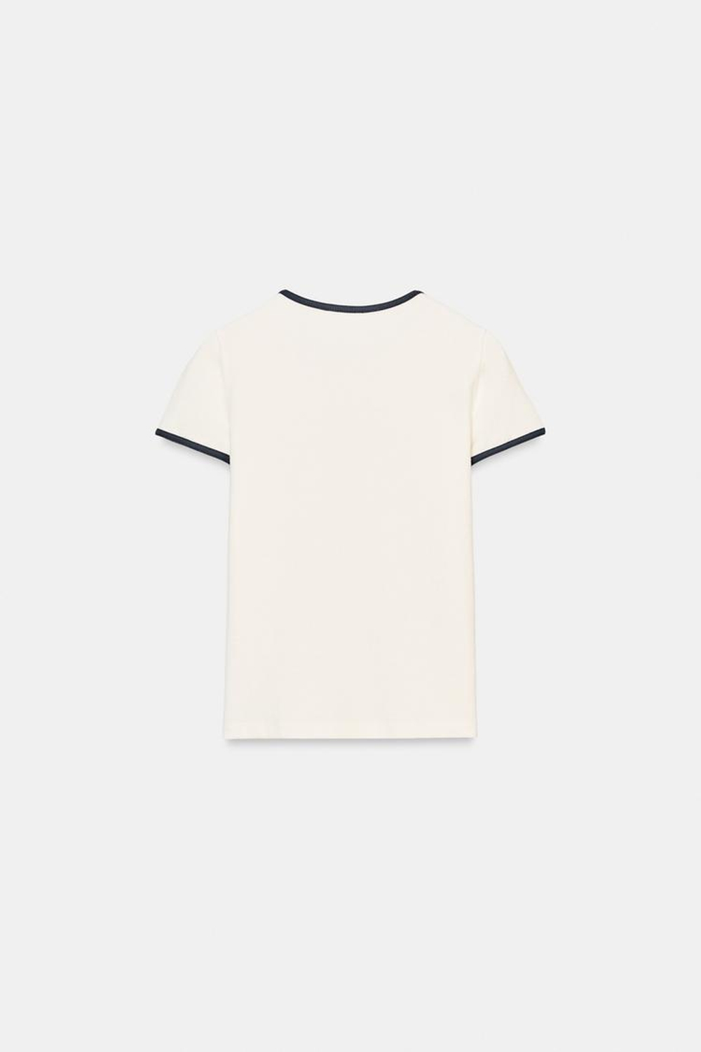 ZARA ФУТБОЛКА С КОНТРАСТНЫМИ ДЕТАЛЯМИ, ЖЕЛТОВАТО-БЕЛЫЙ