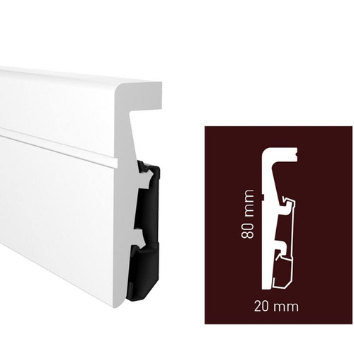 Плинтус дюрополимерный под покраску Arbiton Vega HDPS P0811 Белый 80х20х2400 мм