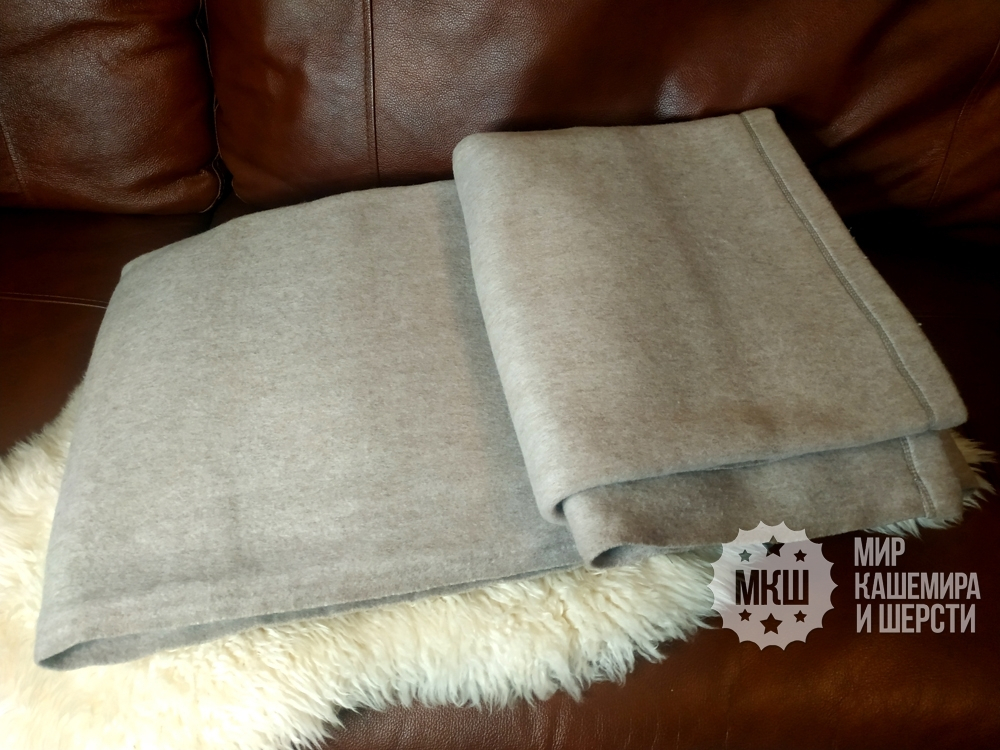 Одеяло тканое из 100% шерсти яка 150x200 см. (Gobi Sun) - бежево-серое