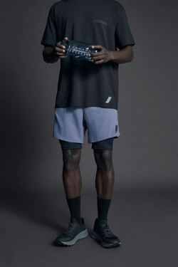 ZARA СПОРТИВНЫЕ ШОРТЫ 2-В-1, СЕРО-СИНИЙ