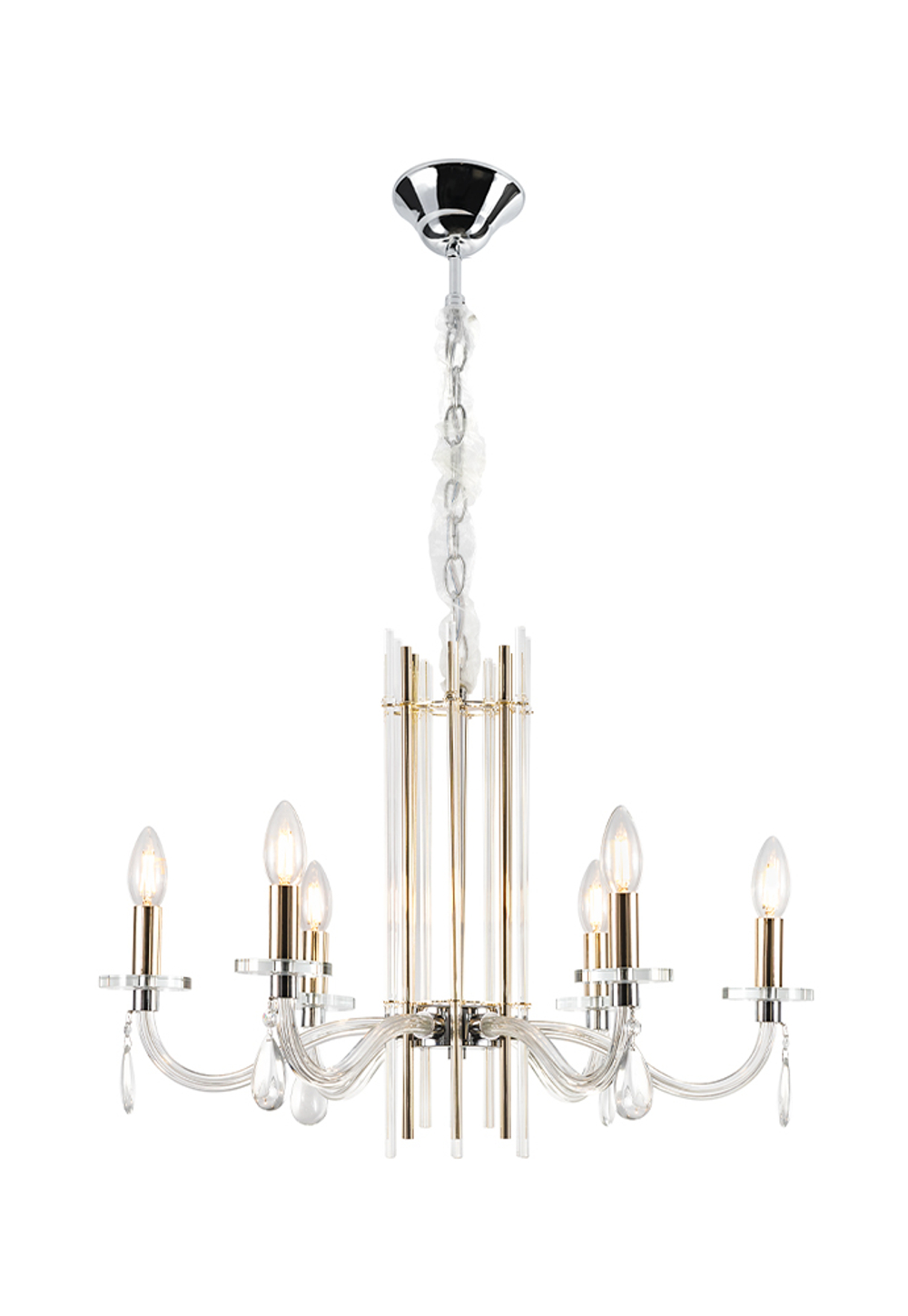 Люстра Crystal Lux AURELIO SP6 GOLD+CHROME/TRANSPARENT