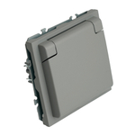 Розетка 1-местная с крышкой с защ. штор, STEKKER, б/з, 250В, 16А, серия Эмили, RST16-5113-10, платиново-серый, soft touch 49956