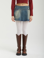 Юбка Low-waist Unblalnce Denim Pleats Mini