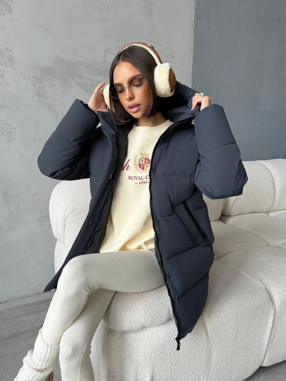 Куртка зимняя удлиненная с капюшоном