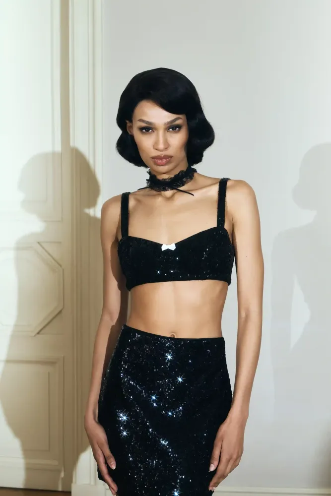 Monie mini, юбка мини из черных пайеток