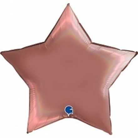 Шар "Звезда цвета розовое золото голография" 90 см