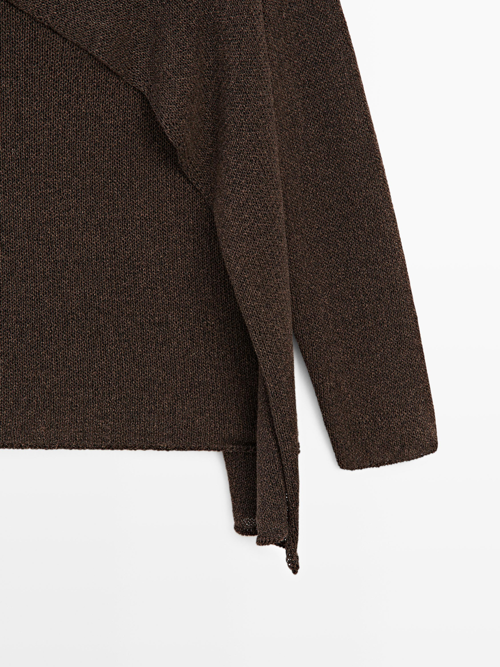 Massimo Dutti Свитер-накидка из смесового хлопка, шоколадный