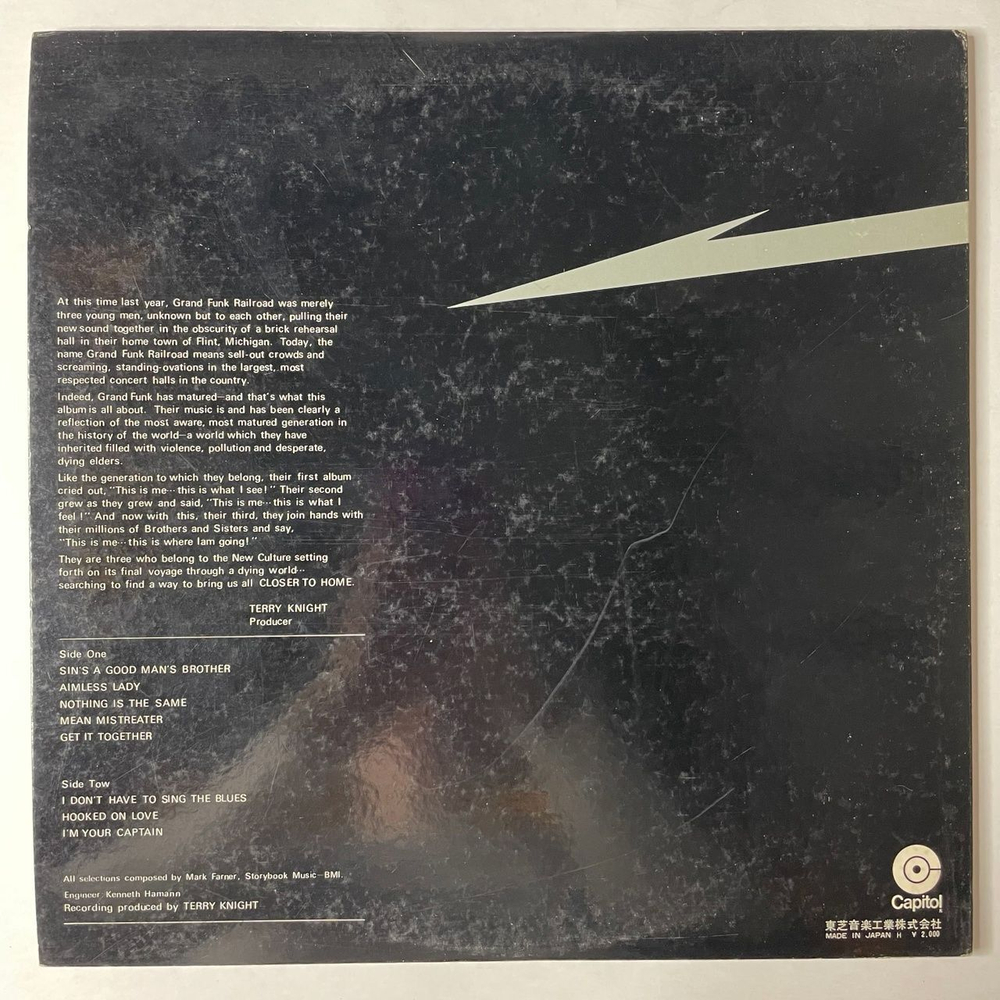 Винтажная виниловая пластинка LP Grand Funk Railroad Closer To Home (Japan 1970) (No Obi) Nothing Is The Same