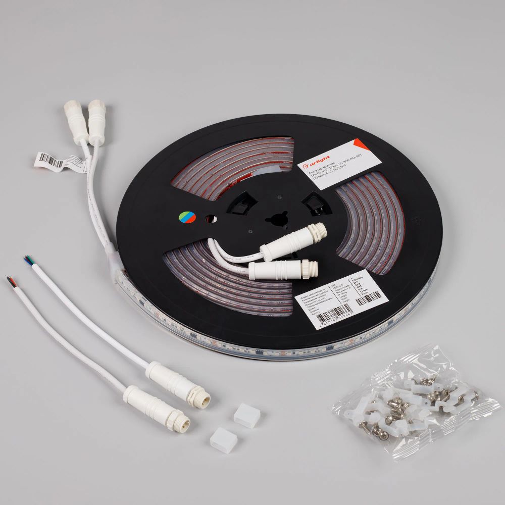 Светодиодная лента герметичная SPI-PS-A120-12mm 24V RGB-PX6-BPT (23 W/m, IP67, 2835, 5m) (Arlight, бегущий огонь) 049452