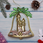Украшение новогоднее «Колокольчик со свечами» 16,5*14,5 см, Золото