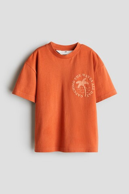 H&M Хлопковая футболка, оранжевый