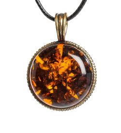 AM-1181 Подвеска «Знак зодиака-Дева» (латунь, янтарь)