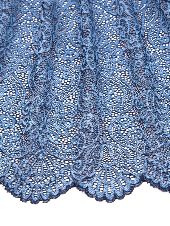 03-251 Кружево эластичное 22 см, темно-синий/голубой