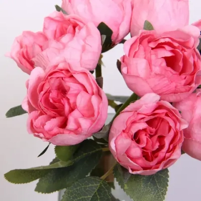 Цветы искусственные «Нежная роза» букет 9шт 23см розовые