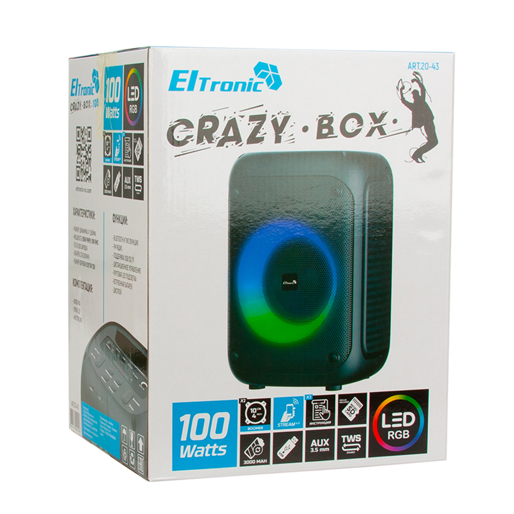 Колонка 04" (20-43 CRAZY BOX 100) динамик 1шт/4" ELTRONIC с TWS