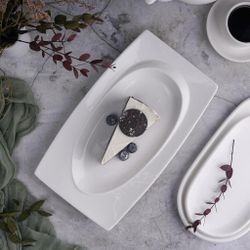 Блюдо прямоугольное 30,2*17,6 см h3,2 см с бортом Asymmetry белое фарфор NEW P.L. [4]