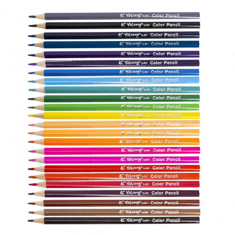 Карандаши цветные Yalong 24 цв., "Аквариум" деревянные, трехгранные, заточенные, грифель 3.0 мм, картон. уп., европодвес