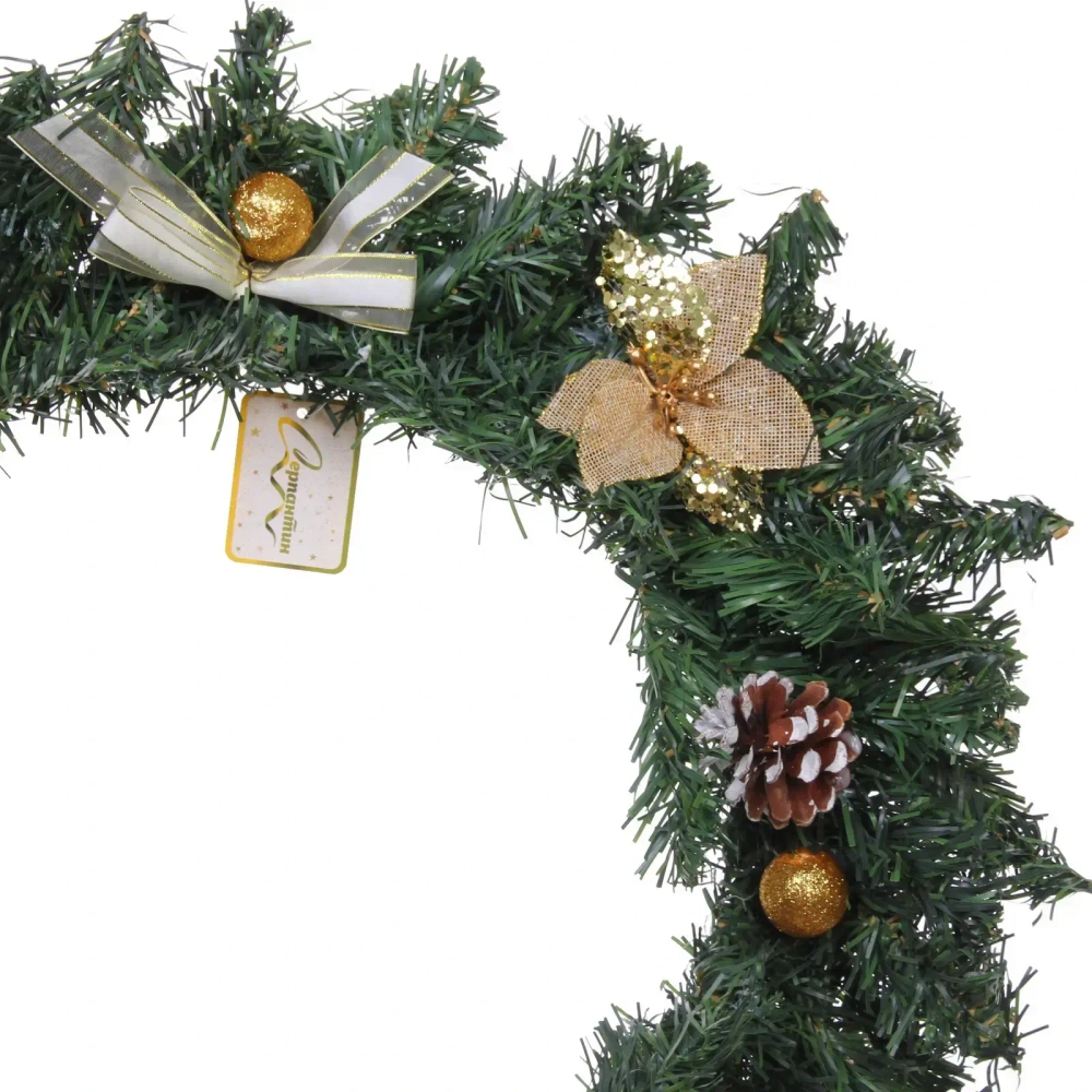 Венок хвойный «Зимние подарки» d-50 см, золото