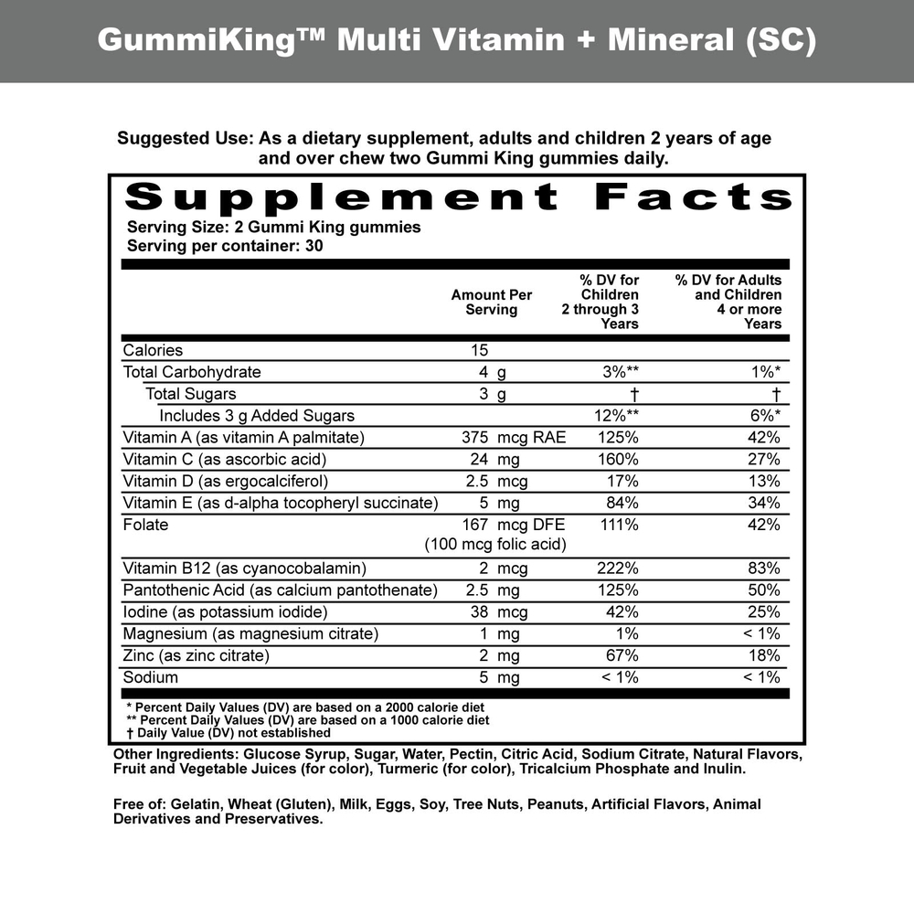 GummiKing, комплекс жевательных витаминов и минералов для детей, вкус клубники, апельсина, лимона, винограда, вишни и грейпфрута, 60 жевательных таблеток