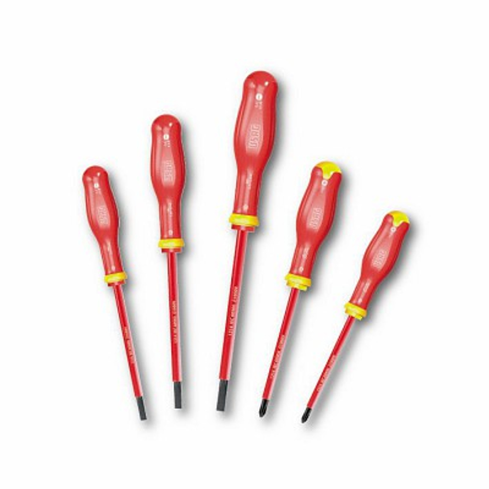 091 SH5 Набор из 5-ти изолированных отверток для шлицевых винтов и PHILLIPS®, 1000 В, USAG (Италия)