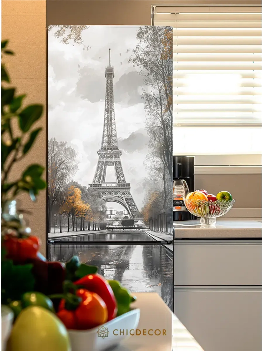 Наклейка интерьерная на холодильник Париж