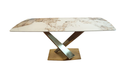 Стол обеденный Ist Casa Интерно Мат, 180х90х75 см, белый мрамор, матовое золото