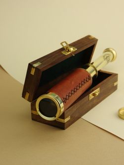 Nautical Подзорная труба в деревянном футляре