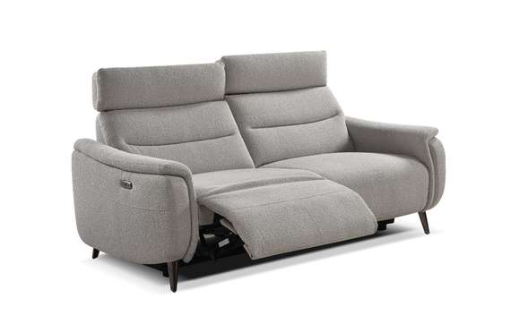 Диван c электро-реклайнером Level, 183 см, серое букле