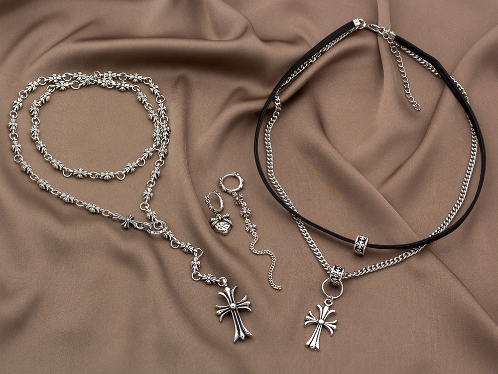 Колье-чокер "Chrome Hearts", 2в1