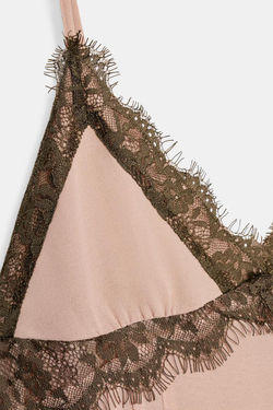 ZARA КОРОТКОЕ КОМБИНИРОВАННОЕ ПЛАТЬЕ С КРУЖЕВОМ, РОЗОВАТЫЙ