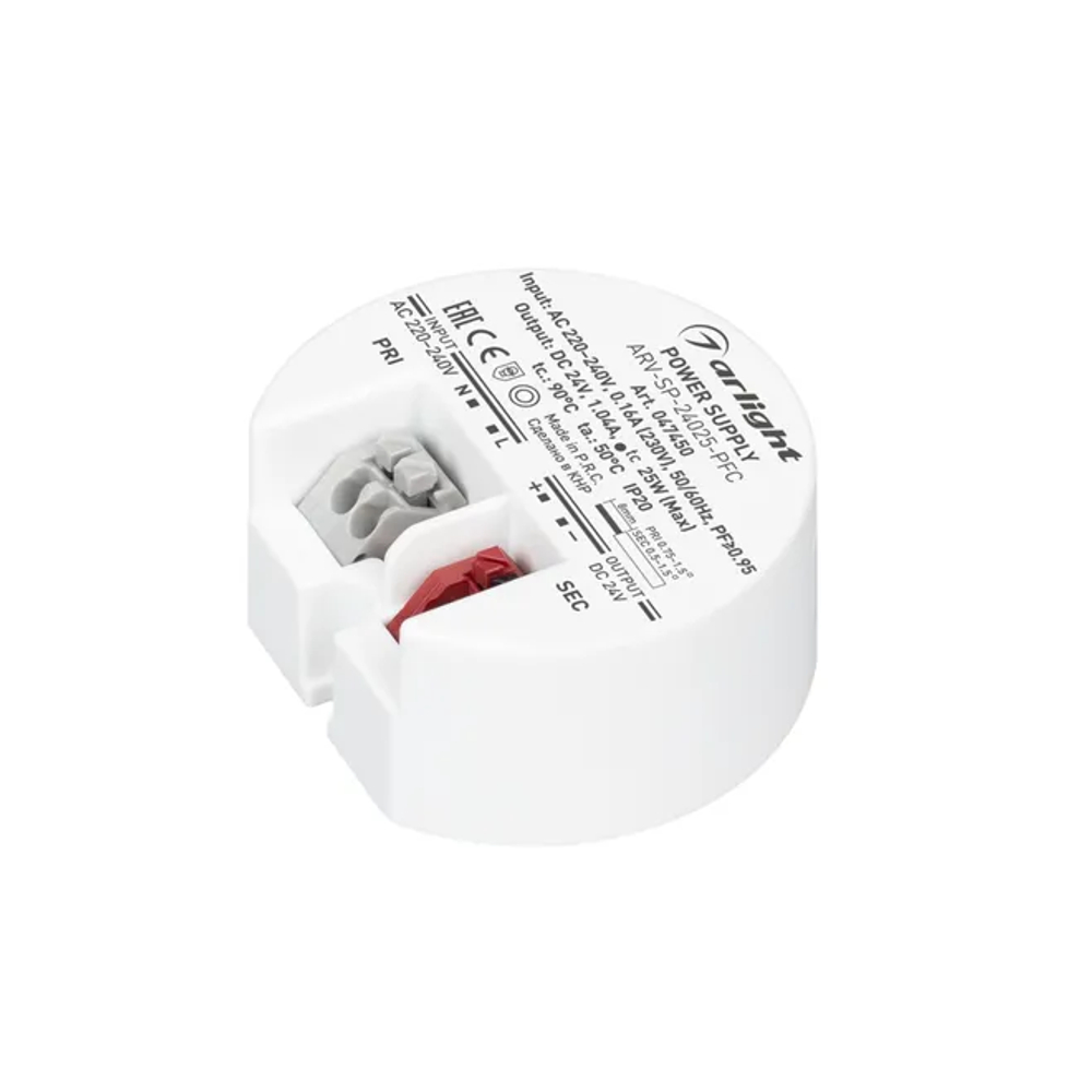 Блок питания ARV-SP-24025-PFC (24V, 1A, 25W) (Arlight, IP20 Пластик, 5 лет) 047450