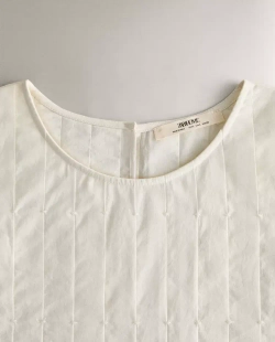 ZARA HOME ПЛЯЖНОЕ ПЛАТЬЕ МИДИ С ЗАЩИПАМИ, ЭКРЮ