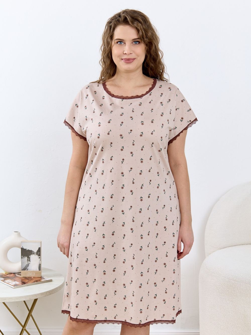 Ночная сорочка Вельвета-1 Виотекс БЕЖЕВЫЙ