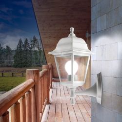 Садово-парковый светильник ЭРА НБУ 04-60-001 белый 4 гранный настенный IP44 Е27 max60Вт | Садово-парковые светильники